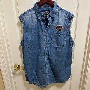 Harley-Davidson Denim Riding Vest - Sleeveless Shirt